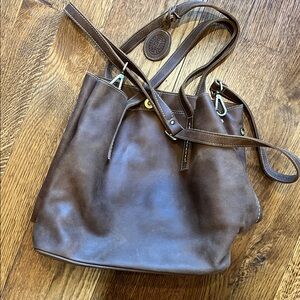 Roots Brown Leather Tote Bag